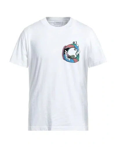 Canali Man T-shirt White Size 42 Cotton