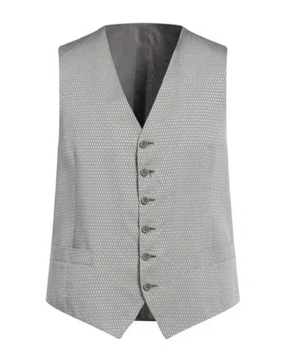 Canali Man Tailored Vest Grey Size 40 Silk