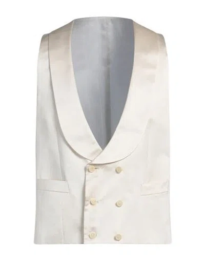 Canali Man Tailored Vest White Size 40 Silk