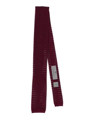 Canali Man Ties & Bow Ties Brick Size - Silk, Linen In Red