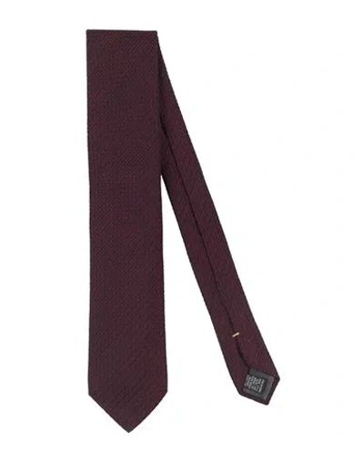 Canali Man Ties & Bow Ties Burgundy Size - Wool, Silk In Red