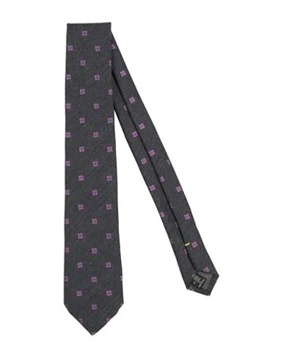 Canali Man Ties & Bow Ties Charcoal Size - Silk, Wool In Gray