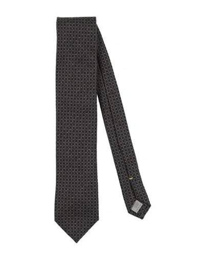 Canali Man Ties & Bow Ties Dark Brown Size - Silk, Cashmere