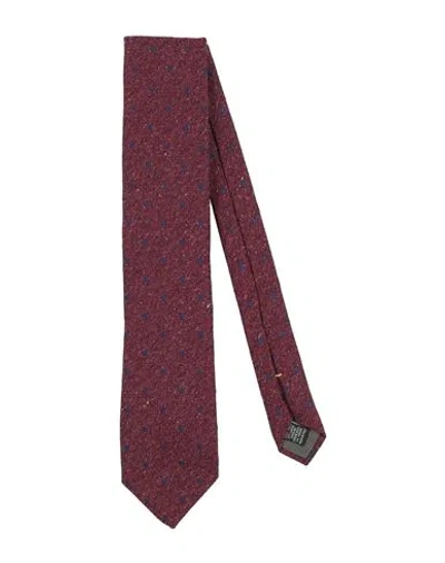 Canali Man Ties & Bow Ties Garnet Size - Silk, Virgin Wool In Red