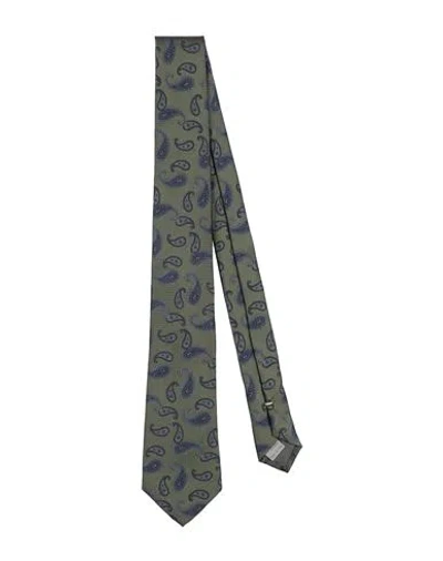 Canali Man Ties & Bow Ties Military Green Size - Silk