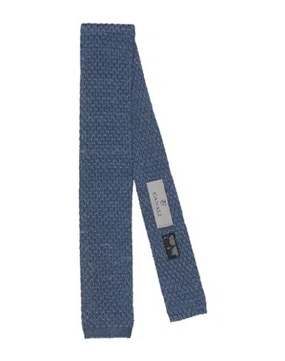 Canali Man Ties & Bow Ties Slate Blue Size - Silk, Linen In Blue