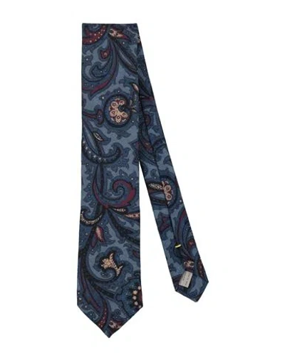 Canali Man Ties & Bow Ties Slate Blue Size - Wool