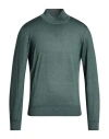 Canali Man Turtleneck Dark Green Size 38 Wool, Silk In Green