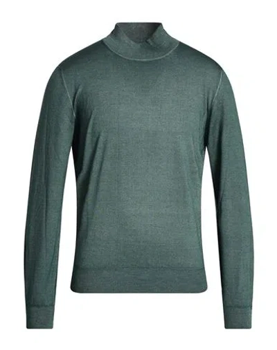 Canali Man Turtleneck Dark Green Size 38 Wool, Silk