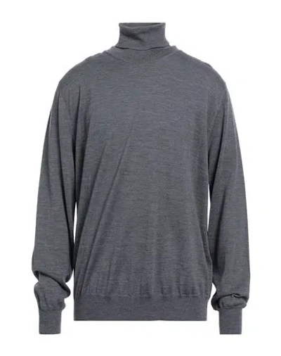 Canali Man Turtleneck Grey Size 50 Merino Wool In Gray