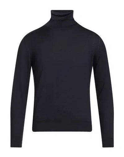 Canali Man Turtleneck Midnight Blue Size 36 Wool, Silk