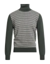 Canali Man Turtleneck Military Green Size 42 Merino Wool In Green