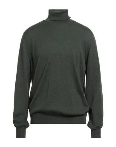 Canali Man Turtleneck Military Green Size 48 Merino Wool