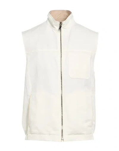 Canali Man Vest Ivory Size 36 Polyester In White