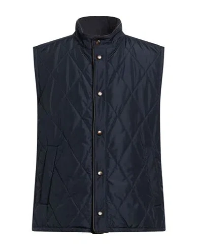 Canali Man Vest Navy Size 38 Polyester In Blue