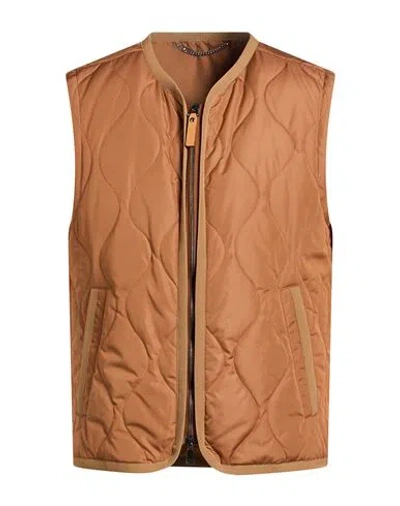 Canali Man Vest Tan Size 38 Polyester In Brown