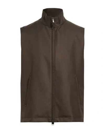 Canali Man Vest Taupe Size 36 Polyester In Grey