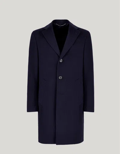 Canali Manteau Bleu Marine En Laine Et Cachemire In Blue