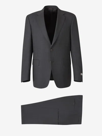 Canali Marbled Wool Suit In Gray