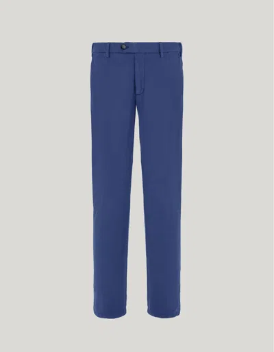 Canali Marine Blue Regular Fit Chino Pants In Cotton And Silk Gabardine