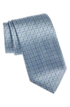 Canali Medallion Pattern Silk Tie In Light Blue