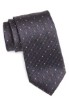 Canali Medallion Pattern Silk Tie In Navy