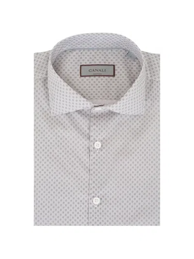 Canali Medallion-print Cotton Shirt In White