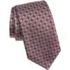 Canali Medallion Print Silk Tie In Burgundy