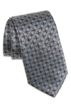 Canali Medallion Print Silk Tie In Gray