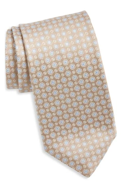 Canali Medallion Silk Tie In Brown