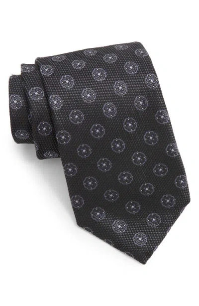 Canali Medallion Silk Tie In Gray
