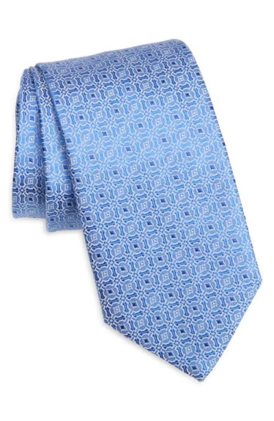 Canali Medallion Silk Tie In Blue