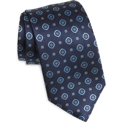 Canali Medallion Silk Tie In Blue