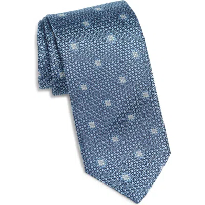 Canali Medallion Silk Tie In Blue