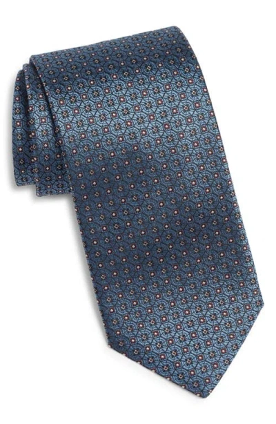 Canali Medallion Silk Tie In Blue