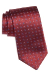 Canali Medallion Silk Tie In Bright Red