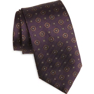 Canali Medallion Silk Tie In Brown