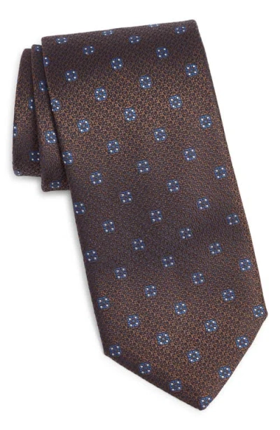 Canali Medallion Silk Tie In Brown
