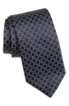 Canali Silk Classic Floral Medallion Tie In Navy