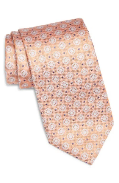 Canali Medallion Silk Tie In Orange