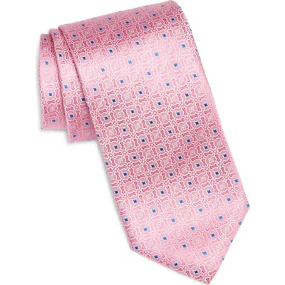 Canali Medallion Silk Tie In Pink