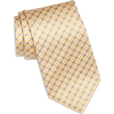 Canali Medallion Silk Tie In Yellow