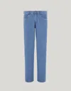 Canali Medium Blue Regular Fit Five Pocket Soft Touch Denim Stretch Fabric Pants In Blue