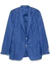 Canali Mélange-effect Blazer In Blue