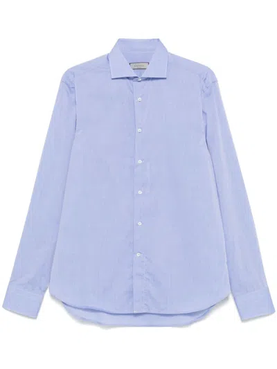 Canali Mélange-effect Shirt In Blue