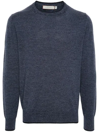 Canali Pullover Mit Meliertem Effekt In Blau