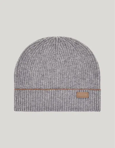 Canali Melange Gray Wool And Cashmere Hat In Grey