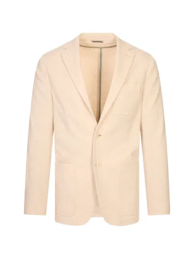 Canali Mélange-effect Single-breasted Blazer In Neutral