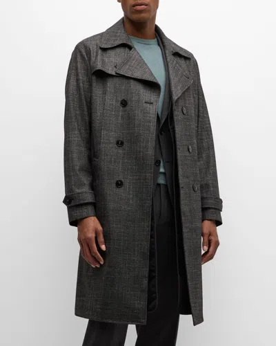 Canali Men's 90th Anniversary Melange Trench Coat In Grey