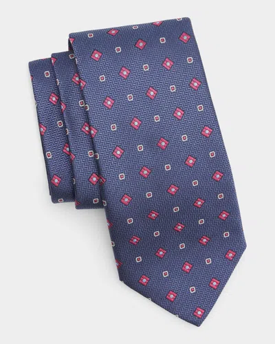 Canali Men & Apos;s Chevron Medium Silk Tie, Navy In Blue